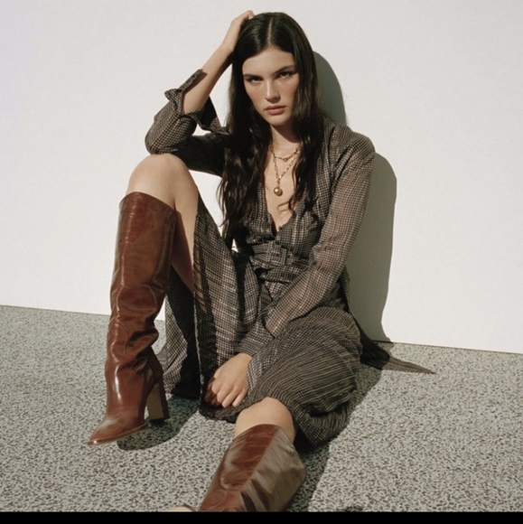 zara printed dress with belt